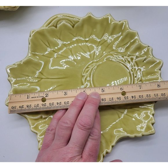Woodfield By Steubenville Fall Snack Leaf Shape Dishes/ Cups Chartreuse 4 Sets - Picture 9 of 12